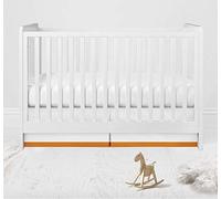 Bacati White with Band on Bottom Crib/Toddler Bed Skirt, Orange, 13"