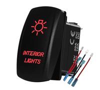 BACAUTOPARTS 12V 24V RED Interior Lights Rocker Switch with Jumper Wires 5 PIN ON-Off Light Switch for Car Boat Truck Jeep Can Am Commander ATV UTV Dash Replacement Switch