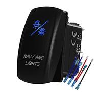 BACAUTOPARTS Blue Led Navigation Light Anchot Light Rocker Switch 7Pin ON-Off-ON Nav/ANC Light Toggle Switch for Marine Boat Ship Vessel Fishing Boat 12V 24V