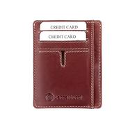 Bacca Bucci Genuine Leather Unisex Credit Card Holder Wallet, Gift Card Display case, Minimalist Light Thin Card Storage case with RFID Blocking for Men & Women, Brown, One Size, Modern