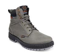 Bacca Bucci Men's 4Eye Artificial Suede Scott Moto Inspired Combat High Top Ankle Boots, Grey, 9 M UK