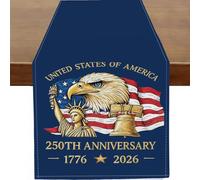 Baccessor 250th Anniversary America Table Runner Burlap 13 x 90 Inches, 250 Anniversary USA 1776-2026 Dining Dinner Kitchen Table Statue of Liberty Patriotic Indoor Holiday Farmhouse Party Decor