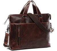 BACCINI Laptop Bag Leandro Large Business Briefcase Real Leather 15,4" Laptop Portable Satchel Leather Bag Men´s Bag Brown
