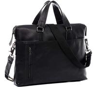 BACCINI Laptop Bag Leandro Large Business Briefcase Real Leather 15,4" Laptop Portable Satchel Leather Bag Men´s Bag Black