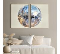 Baccone Disco Ball Wall Art Aesthetic Canvas Posters Preppy Disco Wall Decor Trendy Funky Wall Art Aesthetic Disco Wall Decor Girly Room Pictures for Kitchen Bathroom 16x24 Inch Unframed Set of 2