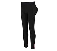 Bace Women's Black Solid Mesh with Lace Cut Outs Flat Front Fitted Mid Rise Stretchable Quick-Drying Tennis Ball Pocket Tights (Black, M, 27 inches)