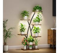 BACEKOLL Indoor Plant Stand with Grow Lights, 7 Tiered Indoor Plant Shelf, 105CM Plant Stand for Plants Multiple, Metal Plant Flower Holder, Plant Rack for Home, Patio, Corner