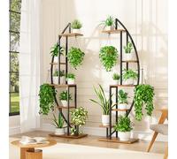BACEKOLL Plant Stand Indoor 2 Pcs, 6 Tiered Tall Plant Shelf, Metal Plant Stand for Indoor Plants Multiple, Half-Moon Plant Rack Display Shelf, Plant Holder for Living Room, Patio (without Grow Light)