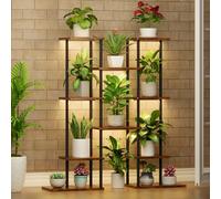 BACEKOLL Plant Stand Indoor with Grow Lights, 6 Tiered Metal Plant Shelf, 40" Tall Plant Stand for Indoor Plants Multiple, Corner Plant Holder Display Rack, Flower Shelves for Living Room, Patio