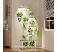 BACEKOLL Plant Stand Indoor with Grow Lights, 9 Tiered Metal Plant Shelf, 63" Tall Plant Stand for Indoor Plants Multiple, Large Plant Rack Display Shelves, Corner Plant Holder for Home, Patio (White)