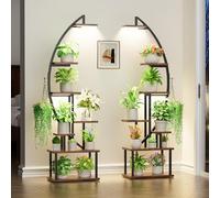 BACEKOLL Tall Plant Stand Indoor with Grow Light, 7 Tiered Metal for Plants Multiple, 165CM Large Holder Display Shelf, Half-Moon Shape Rack Living Room, Patio, Balcony