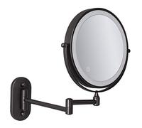 baceyiove Wall Mounted Vanity Mirror Brushed Nickel, 10x Magnification Makeup Mirror with Lights 360°Swivel and Extendable, Shaving Mirrors for Shower Fog Free, Touch the Button10X