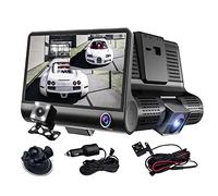 Baceyong 1080P Dash Cam Front and Rear View Video Recorder 4 Inch 3 Ways Car DVR Video Recorder with 170° Wide Angle Lens Automatically Recording Dash Cam G-Sensor Front/Rear/Inside Camera