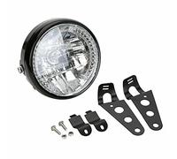 Baceyong 1x Motorcycle LED Headlight with Bracket, 7 Inch Motorcycle Round Headlight Halogen H4 Bulb Head Lamp IP67 Waterproof