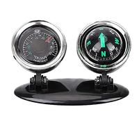 Baceyong 2 In 1 Car Thermometer Compass - Navigation/Direction Guide Ball Black - Adjustable Vehicle Mount Dashboard Compass - With Adhesive For Marine Boat Car Truck