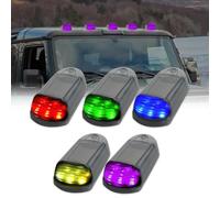 Baceyong 5x LEDs Wireless Vibration Cab Lights for Truck Solar Cab Lights LED Cab Marker Lights Roof Top Running Clearance Lights Punch-Free Solar Powered Cab Lights Smoked Lens (RGB-color light)