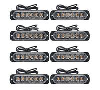 Baceyong Car Emergency Strobe Lights, 2/4/6/8PCS 6 LED Light Amber Light Bar with Flashing Fault Warning Grid for Vehicle Truck Trailer Van