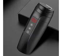Baceyong Portable Car Electric Cup 12V 24V 450ml Stainless Steel Heated Travel Mug Tea Kettle Self Heating Mug Heated Mug with Cigarette Lighter Cable (Black)