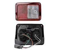 Baceyong Tail Light 1pc LH Red Lens + Clear Lens with Halogen Bulb (Rear Left), 2007-2017 Compatible with Jeep Wrangler, Rear Brake Lamps with Harness