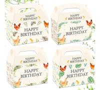 BACH AND BOOZY 12PCS Chicken Birthday Party Boxes Treat Bags Candy Goodie Bags for Farm Chicken Birthday Party Supplies Hen Chick Themed Baby Shower Decor
