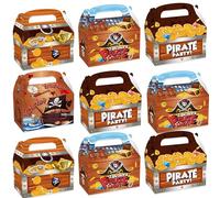 BACH AND BOOZY 12PCS Treasure Treat Chest Boxes Pirate Treasure Chest Party Favor Box Present Goodie Boxes for Halloween Game Pirate Theme Party Supplies