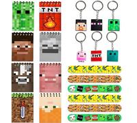 BACH AND BOOZY 20PCS Party Bag Fillers Gamer Party Favours Keychain Gaming Wristbands Notebook Gaming Party Bag for Boy Birthday Party