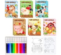 BACH AND BOOZY 24 PCS Mini Coloring Books Bulk Farm Barnyard Party Fillers with Pens Small Activity Books with Farm Animals Party Favors Birthday Supplies
