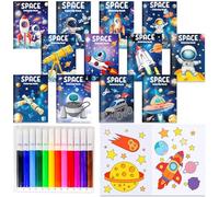 BACH AND BOOZY 24Pcs Space Party Fillers with Pens Small Activity Books Rocket Astronaut Party Favors Birthday Supplies Mini Coloring Books Bulk