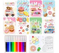 BACH AND BOOZY 28PCS Mini Coloring Books Bulk Donuts Sweets Candyland Party Fillers with Pens Small Activity Books with Donuts Party Favors Birthday Supplies