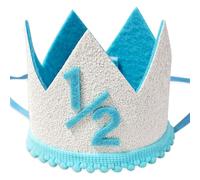 BACH AND BOOZY Blue Half Birthday Hat Pink 1/2 Birthday Hat Crown Half-Year-Old Decoration Party Supplies