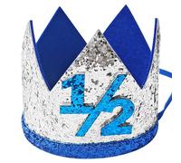 BACH AND BOOZY Blue Half Birthday Hat Pink 1/2 Birthday Hat Crown Half-Year-Old Decoration Party Supplies