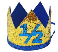 BACH AND BOOZY Blue Half Birthday Hat Pink 1/2 Birthday Hat Crown Half-Year-Old Decoration Party Supplies