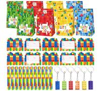 BACH AND BOOZY Building Block Party Bag Boys Building Blocks Party Magic Pen Mini Notebook Building Blocks Keyring Building Bricks Themes Rainbow Party Gift