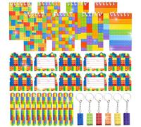BACH AND BOOZY Building Block Party Decoration Boys Building Blocks Party Secret Pen Magic Pen Mini Notebook Building Blocks Keyring Building Bricks Themes Rainbow Gift