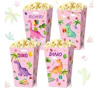 BACH AND BOOZY Dinosaur Popcorn Boxes Treat Bags Jungle Sweets Goodie Bags for Wild One Rex Three Dino Baby Shower Birthday Party Favors Pack of 12