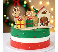 BACH AND BOOZY Gingerbread Man Christmas House Cake Toppers Winter Wonderland Cake Topper Picks for Christmas Theme Party Winter Wonderland for Birthday Party Supplies