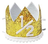 BACH AND BOOZY Golden Half Birthday Hat Pink 1/2 Birthday Hat Crown Half-Year-Old Decoration Party Supplies