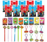 BACH AND BOOZY Hero Party Favors Mini Spiral Notepads Hero Pens Gift Bags Button Badges as Filling Material for Gift Bags Party Carnival Prices