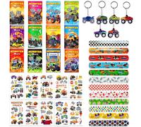 BACH AND BOOZY Monster Truck Party Favors Truck Themed Party Goodies Truck DIY Stickers Keychains Bracelets for Birthday Supplies