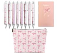 BACH AND BOOZY Pink Bows Ballpoint Pens Bow Ballpoint Pens Black Gel Ink Coquette Aesthetic Pens Notebook for Journaling Office Supplies