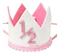BACH AND BOOZY Pink Half Birthday Hat Pink 1/2 Birthday Hat Crown Half-Year-Old Decoration Party Supplies