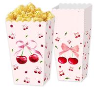 BACH AND BOUJEE 12 PCS Cherry Theme Popcorn Boxes Candy Treat Goodies Favors Bags Boxes for Bridal shower birthday baby shower wedding party