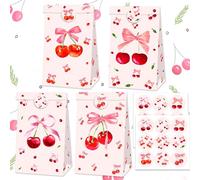 BACH AND BOUJEE 12 Pieces Cherry Party Favours Bags Cherry on the Top Theme Favour Bags Treat Candy Goodies Bags for Bridal Shower Baby Shower Birthday Wedding Party Supplies