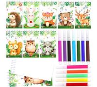 BACH AND BOUJEE 20PCS Jungle Safari Animal Notebook Bulk with Pens Mini Notepad Coloring Books