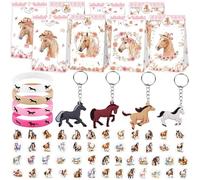 BACH AND BOUJEE 88PCS Horse Party Bag Fillers for Party Bags Stickers Bracelets Horse Figures Keychain Western Cowboy Party Favours Birthday Supplies