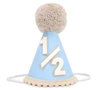 BACH AND BOUJEE Blue Half Birthday Hat Blue 1/2 Birthday Hat Crown Half-Year-Old Decoration Boy Party Supplies