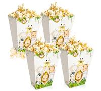 BACH AND BOUJEE Jungle Animal Popcorn Boxes Treat Bags Safari Animal Candy Goodie Bags for Wild One Safari Baby Shower Birthday Party Favors