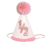 BACH AND BOUJEE Pink Half Birthday Hat Pink 1/2 Birthday Hat Crown Half-Year-Old Decoration Party Supplies