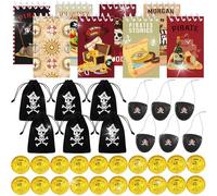 BACH AND BOUJEE Pirate Party Bags Bag Fillers Pirate Accessories Ring Stickers Slap Bracelets Pirate Treasure Hunt Party Favors Pirate Party Supplies