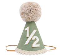 BACH AND BOUJEE Sage Green Half Birthday Hat Boho 1/2 Birthday Hat Crown Boho Half-Year-Old Decoration Boy Girls Party Supplies